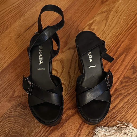 Prada Shoes - Prada Women's Black Leather Sandals